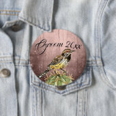 Waterverf Wren op Cactus Wedding Ronde Button 4,0 Cm (In situ)