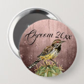Waterverf Wren op Cactus Wedding Ronde Button 4,0 Cm (Voorkant /achterkant)