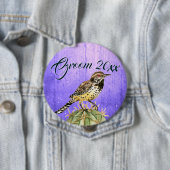 Waterverf Wren op Cactus Wedding Ronde Button 4,0 Cm (In situ)