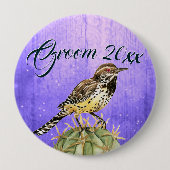 Waterverf Wren op Cactus Wedding Ronde Button 4,0 Cm (Voorkant)