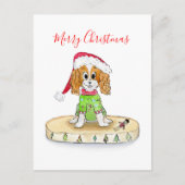 Waterverf Xmas Cavalier King Charles Spaniel Briefkaart (Voorkant)