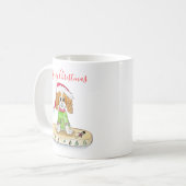 Waterverf Xmas Cavalier King Charles Spaniel Koffiemok (Voorkant links)