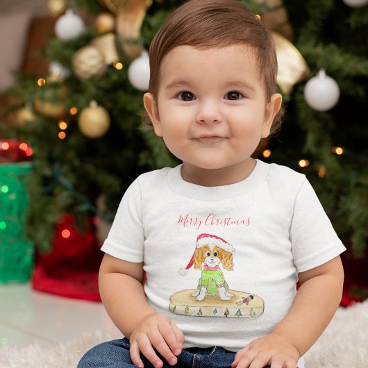 Waterverf Xmas Cavalier King Charles Spaniel T-S Kinder Shirts
