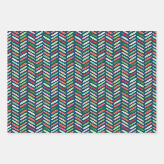 Waterverf Xmas Confetti Triangle Zigzag Stippen Inpakpapier Vel (Voorkant 2)