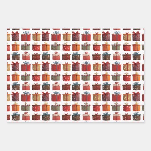 Waterverf Xmas Gift Box Pattern Feestelijke Kerst Inpakpapier Vel (Voorkant 2)