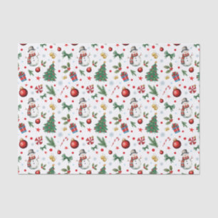 Waterverf Xmas Icons Feestelijke kerstpatroon Tissuepapier