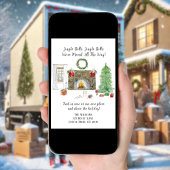 Waterverf Xmas woonkamer met vuur bewegen Aankondiging