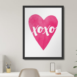 Waterverf XOXO Valentijn Art Print - Roze