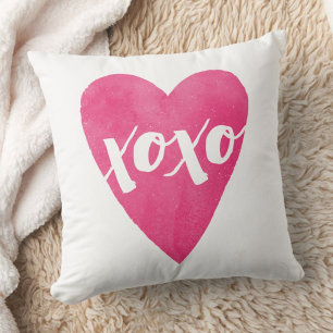 Waterverf XOXO Valentijn Pillow - Roze Kussen