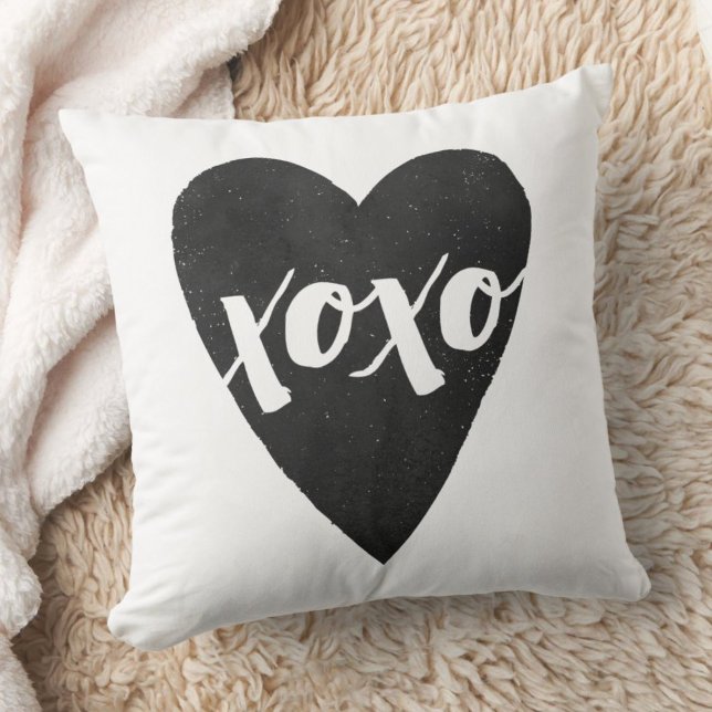 Waterverf XOXO Valentijn Pillow - zwart Kussen (Creator heeft geüpload)
