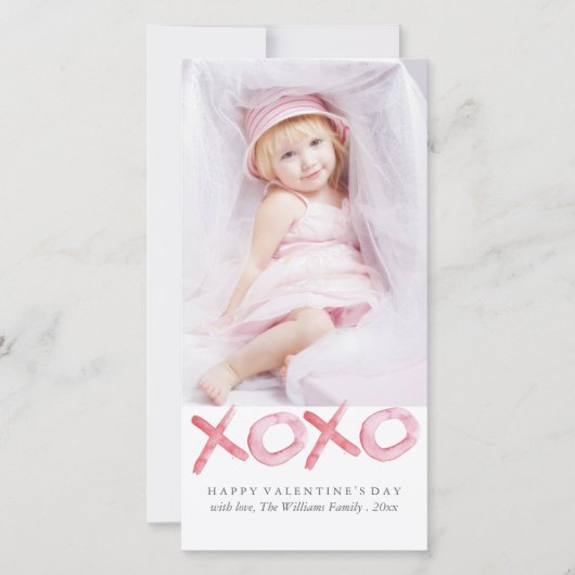 Waterverf XOXO Valentijnsdag Fotokaarten Feestdagenkaart (Voorkant)