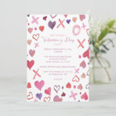 Waterverf XOXO Valentijnsdag Party-uitnodigingen Kaart (Staand voorkant)