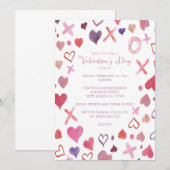 Waterverf XOXO Valentijnsdag Party-uitnodigingen Kaart (Voorkant / Achterkant)