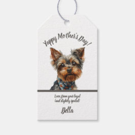 Waterverf Yappy Yorkie Moederdag Cadeaulabel