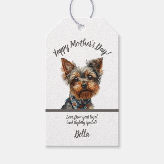 Waterverf Yappy Yorkie Moederdag Cadeaulabel (Voorkant)
