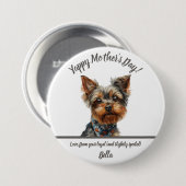 Waterverf Yappy Yorkie Moederdag Ronde Button 7,6 Cm (Voorkant /achterkant)
