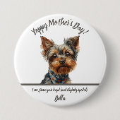Waterverf Yappy Yorkie Moederdag Ronde Button 7,6 Cm (Voorkant)
