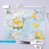 Waterverf Yellow Bird en Floral Pattern Collage Tissuepapier (Craft)