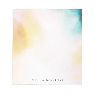 Waterverf Yellow Blauwgroen Blue Tie Dye Ombre Notitieblok