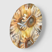 Waterverf Yellow Bouquet Sunflower Collectie Grote Klok (Hoek)