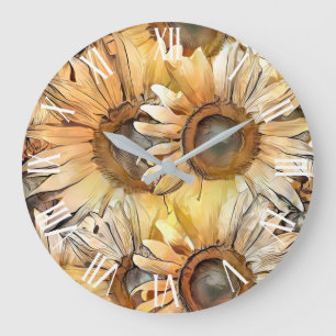 Waterverf Yellow Bouquet Sunflower Collectie Grote Klok