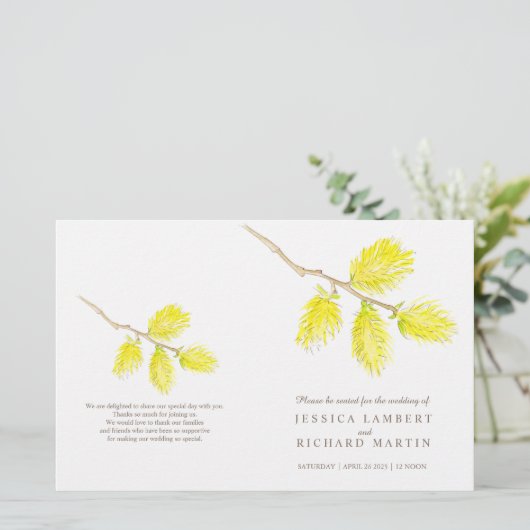 Waterverf yellow catkins trouwprogramma (Staand voorkant)
