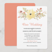 Waterverf Yellow Coral Spring Blossoms | Bruiloft Kaart (Voorkant / Achterkant)