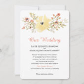 Waterverf Yellow Coral Spring Blossoms | Bruiloft Kaart (Voorkant)