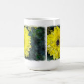 Waterverf Yellow Daisy op wit Koffiemok (Center)