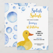 Waterverf Yellow Duck Baby Boy Verjaardag Kaart (Voorkant / Achterkant)