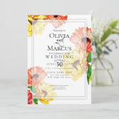 Waterverf Yellow en Red Gerbera Daisies Kaart (Staand voorkant)