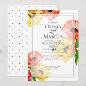 Waterverf Yellow en Red Gerbera Daisies Kaart (Voorkant / Achterkant)