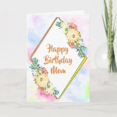 Waterverf Yellow Floral Birthday Kaart voor mam (Voorkant)