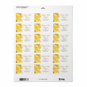 Waterverf Yellow Glam Rozen Flowers Adres Etiket (Full Sheet)