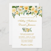 Waterverf Yellow Gold Green Wedding Kaart (Voorkant / Achterkant)