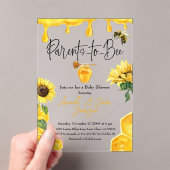 Waterverf Yellow Honey Sunflower Bee Baby shower Acryl Uitnodigingen (Insitu (Draagbaar))