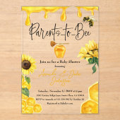 Waterverf Yellow Honey Sunflower Bee Baby shower Acryl Uitnodigingen (Voorkant)