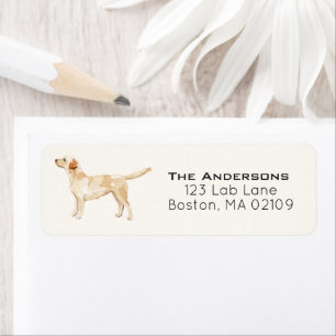 Waterverf Yellow Lab Silhouette Adres Etiket