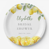 Waterverf Yellow Lemon Citrus Vrijgezellenfeest Papieren Bordje (Voorkant)