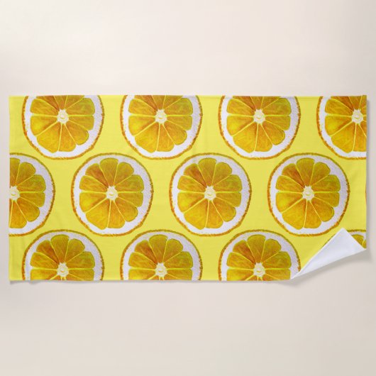 Waterverf Yellow Lemon Slice Art Beach stijl Strandlaken (Voorkant)