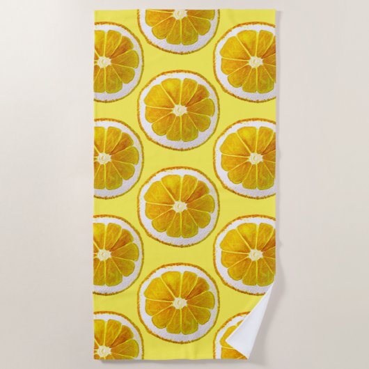 Waterverf Yellow Lemon Slice Art Beach stijl Strandlaken (Voorkant)