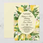  Waterverf Yellow Lemons Lijst Uitnodiging (Voorkant / Achterkant)