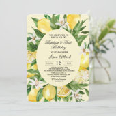  Waterverf Yellow Lemons Lijst Uitnodiging (Staand voorkant)