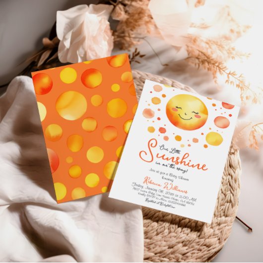 Waterverf Yellow Little Sunshine Baby shower Kaart