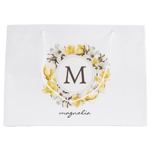 Waterverf Yellow Magnolia Wreatmonogram Groot Cadeauzakje (Voorkant)