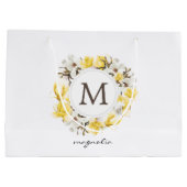 Waterverf Yellow Magnolia Wreatmonogram Groot Cadeauzakje (Achterkant)
