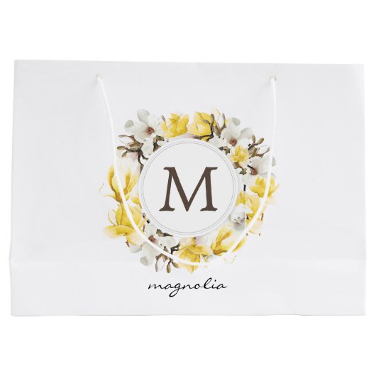 Waterverf Yellow Magnolia Wreatmonogram Groot Cadeauzakje (Achterkant)