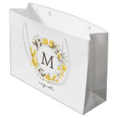 Waterverf Yellow Magnolia Wreatmonogram Groot Cadeauzakje (Achterkant Gekanteld)