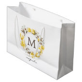 Waterverf Yellow Magnolia Wreatmonogram Groot Cadeauzakje (Voorkant Gekanteld)