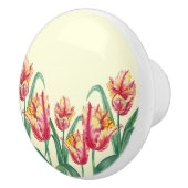 Waterverf Yellow Parrot Tulip Floral Illustration Keramische Knop (Rechts)